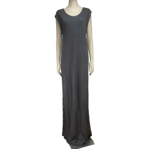 RUDSAK Sheer Back Lace Boho Beach Luxury Maxi Cover up Dress Charcoal sz XS - S - Picture 2 of 14